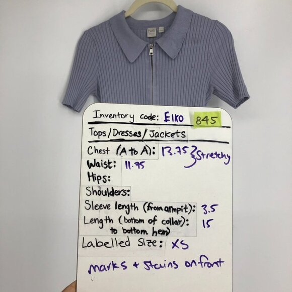 Twik by Simons Light Periwinkle Short Sleeve Zip Up Crop Top XS - Picture 15 of 16